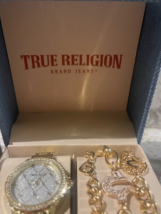 True Religion Gold Watch & Charm Bracelet Set ✨